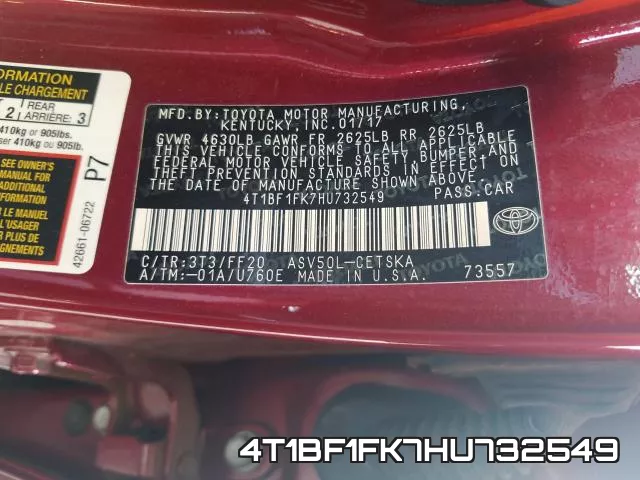 4T1BF1FK7HU732549 фото 2