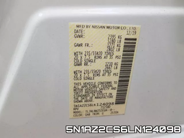 5N1AZ2CS6LN124098 фото 2