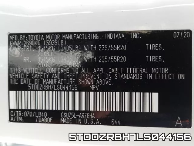 5TDDZRBH7LS044156 фото 2