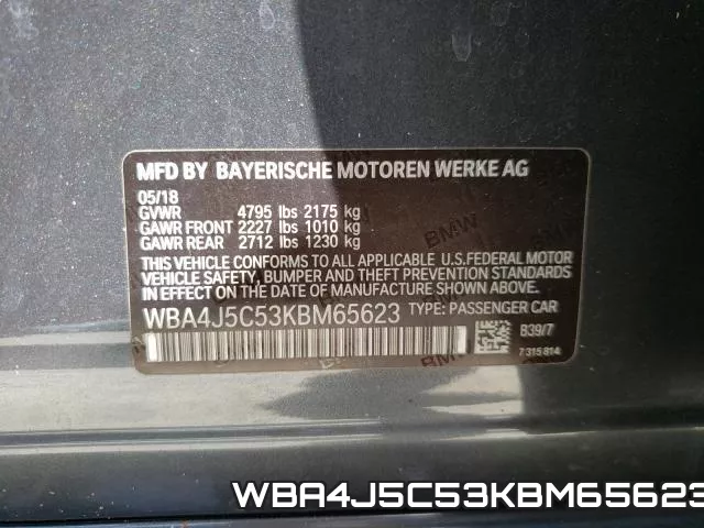 WBA4J5C53KBM65623 фото 2