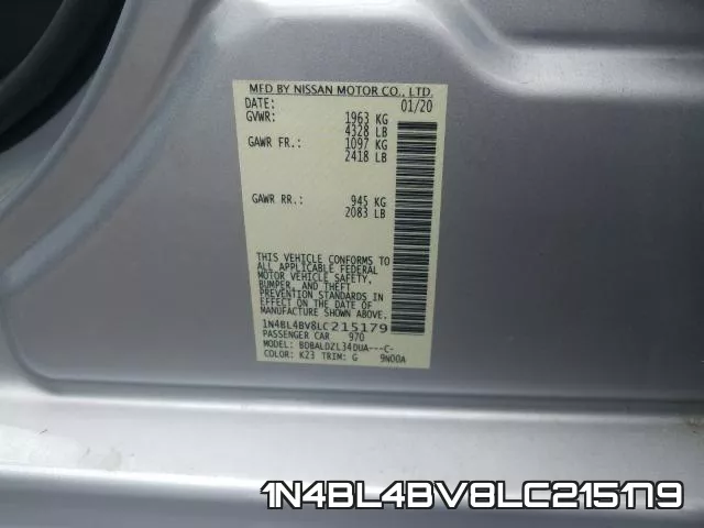 1N4BL4BV8LC215179 фото 2