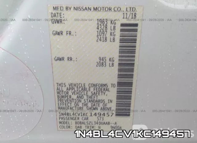 1N4BL4CV1KC149457 фото 9