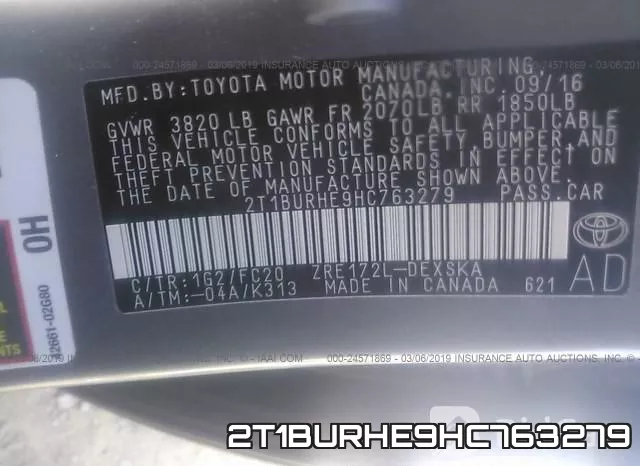 2T1BURHE9HC763279 фото 9