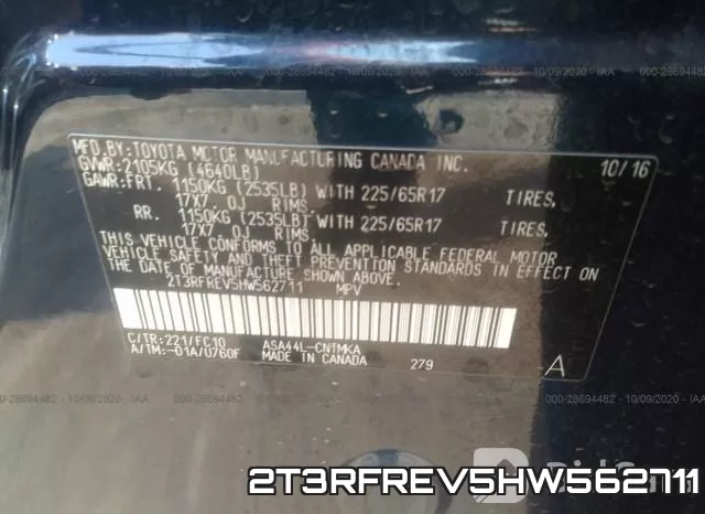 2T3RFREV5HW562711 фото 10