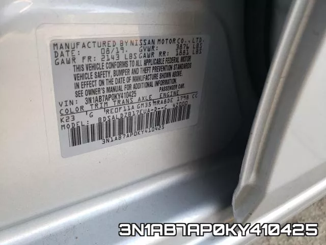 3N1AB7AP0KY410425 фото 2