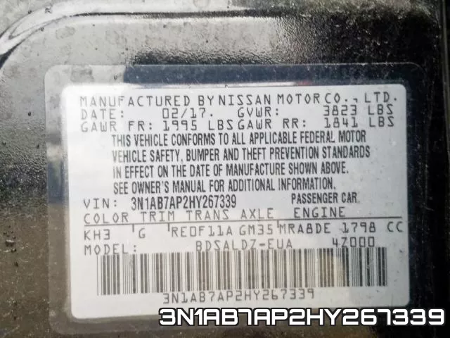 3N1AB7AP2HY267339 фото 2