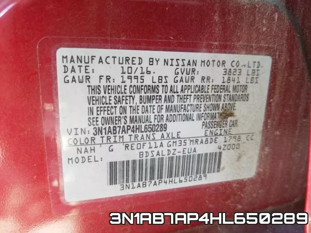 3N1AB7AP4HL650289 фото 2