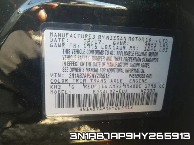 3N1AB7AP9HY265913 фото 2