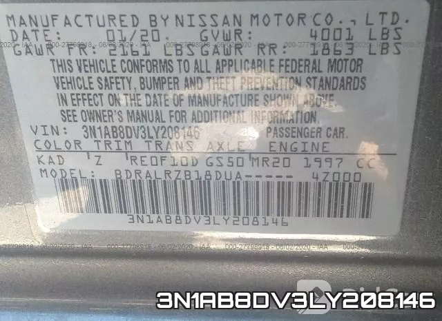 3N1AB8DV3LY208146 фото 8