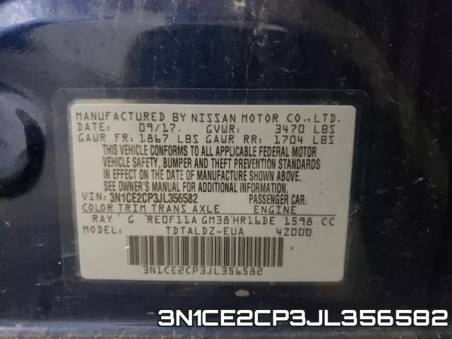 3N1CE2CP3JL356582 фото 2