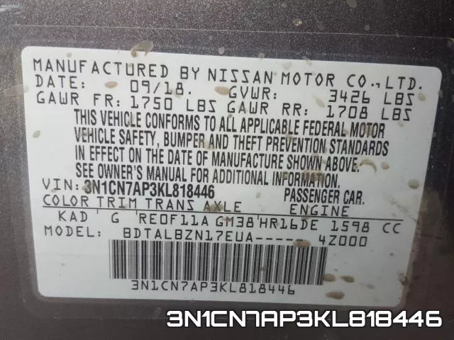 3N1CN7AP3KL818446 фото 2