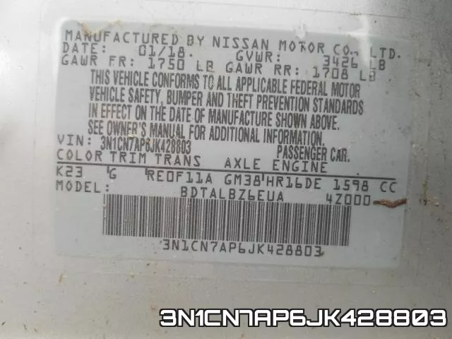 3N1CN7AP6JK428803 фото 2