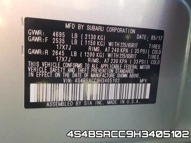 4S4BSACC9H3405102 фото 2