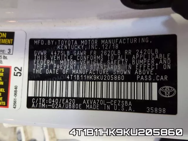 4T1B11HK9KU205860 фото 2