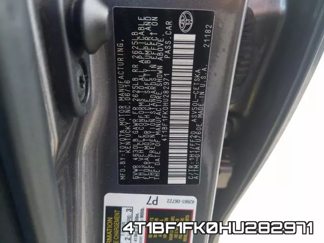 4T1BF1FK0HU282971 фото 2