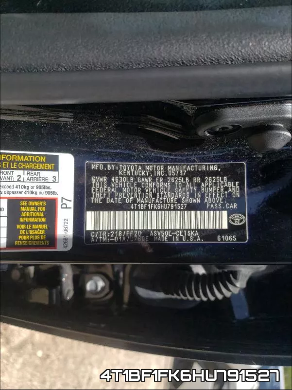 4T1BF1FK6HU791527 фото 2