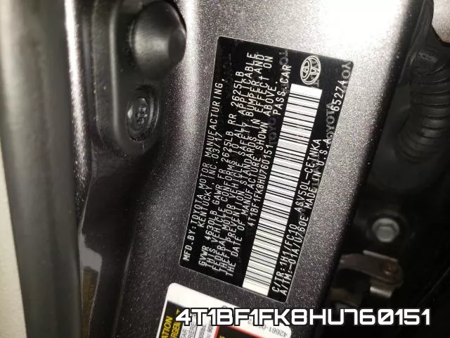 4T1BF1FK8HU760151 фото 2
