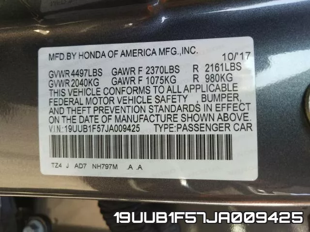 19UUB1F57JA009425 фото 2