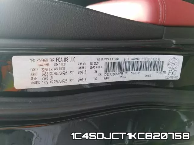 1C4SDJCT1KC820758 фото 2
