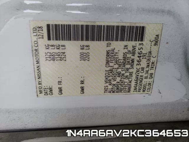 1N4AA6AV2KC364653 фото 2