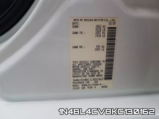 1N4BL4CV8KC130162 фото 2