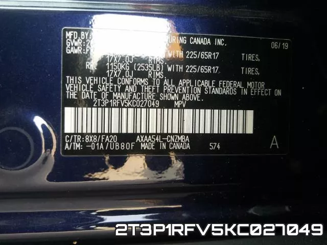 2T3P1RFV5KC027049 фото 2