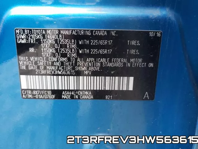 2T3RFREV3HW563615 фото 2