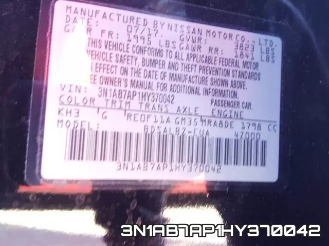 3N1AB7AP1HY370042 фото 2