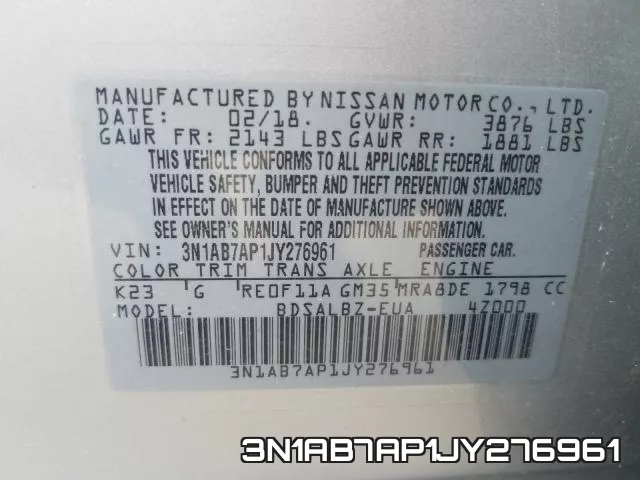 3N1AB7AP1JY276961 фото 2