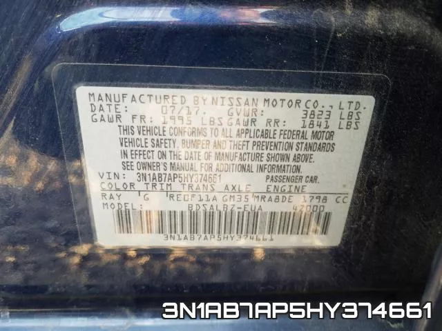 3N1AB7AP5HY374661 фото 2