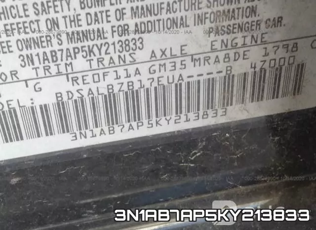 3N1AB7AP5KY213833 фото 9