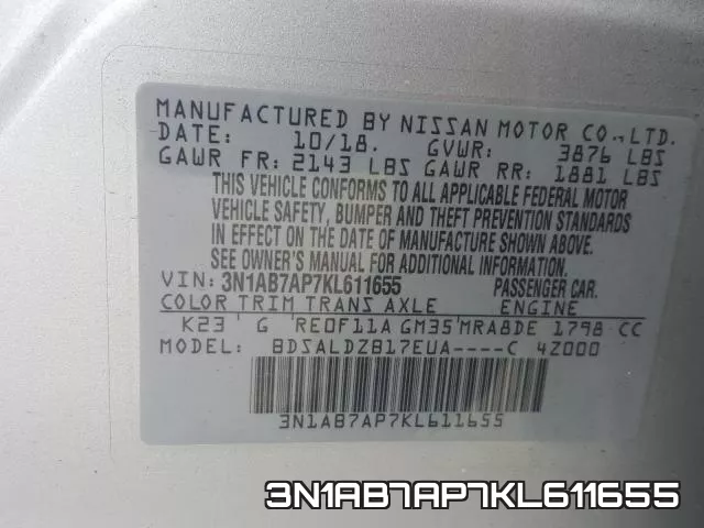 3N1AB7AP7KL611655 фото 2