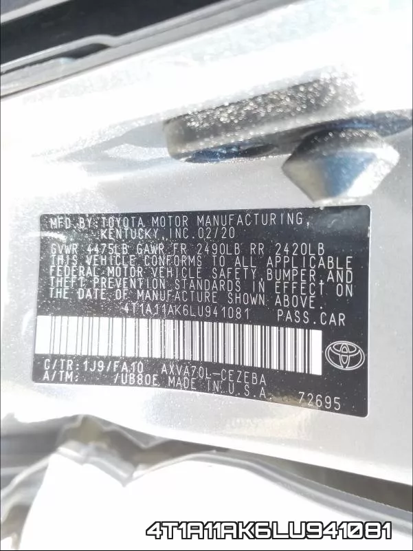 4T1A11AK6LU941081 фото 2