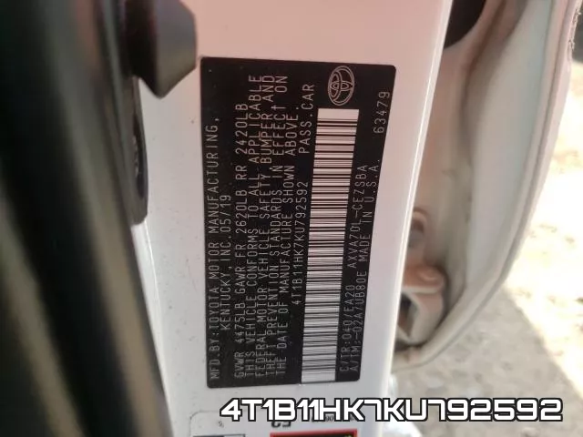 4T1B11HK7KU792592 фото 2