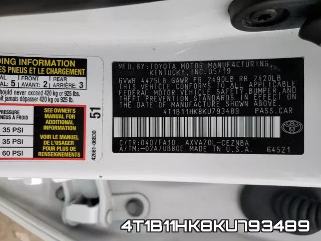 4T1B11HK8KU793489 фото 2