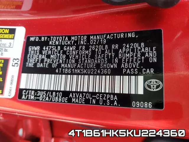 4T1B61HK5KU224360 фото 2