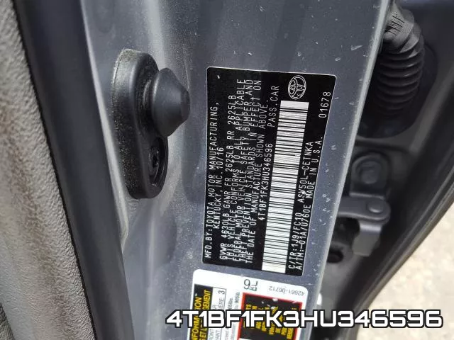 4T1BF1FK3HU346596 фото 2