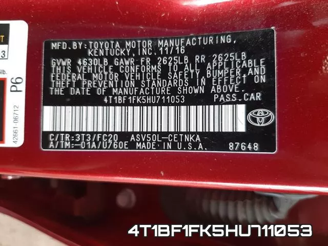 4T1BF1FK5HU711053 фото 2