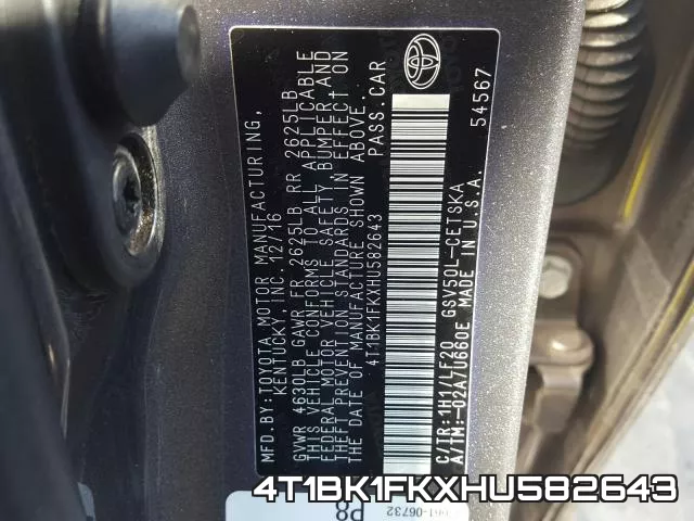 4T1BK1FKXHU582643 фото 2