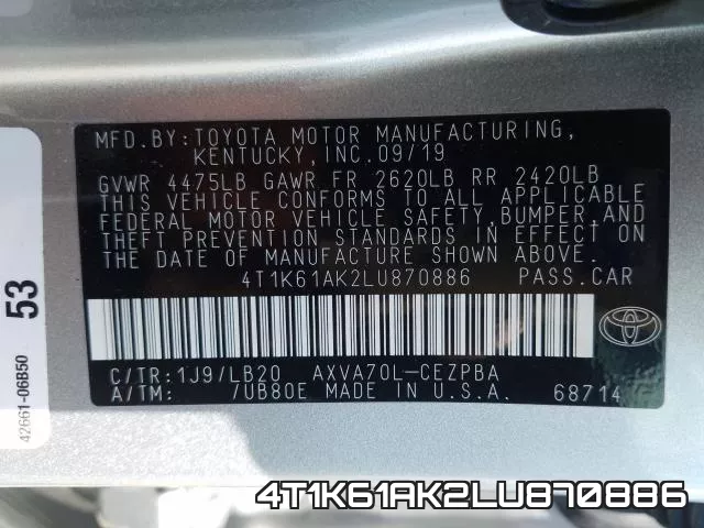 4T1K61AK2LU870886 фото 2