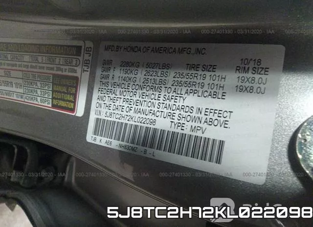5J8TC2H72KL022098 фото 10