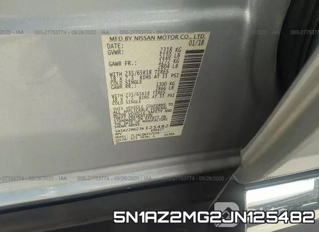 5N1AZ2MG2JN125482 фото 10