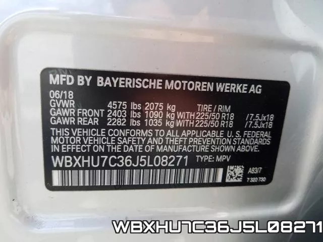 WBXHU7C36J5L08271 фото 2