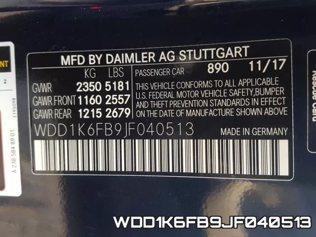 WDD1K6FB9JF040513 фото 2
