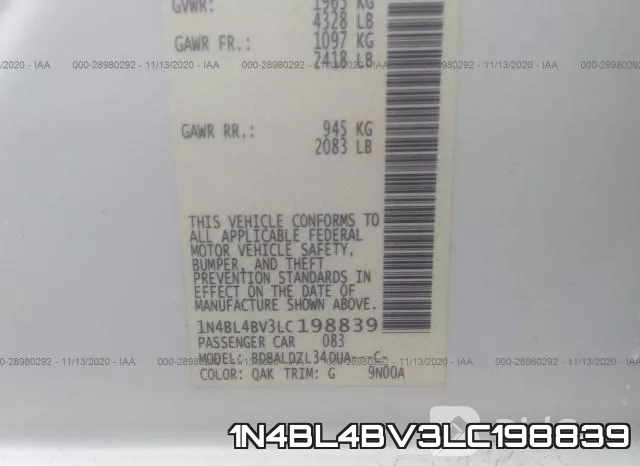 1N4BL4BV3LC198839 фото 10