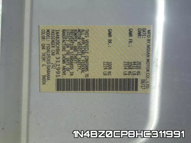 1N4BZ0CP8HC311991 фото 2