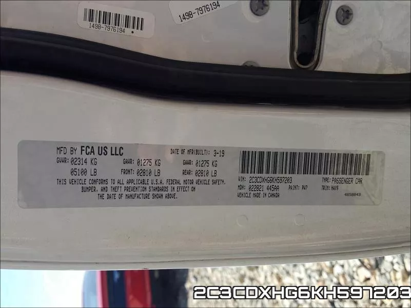 2C3CDXHG6KH597203 фото 2