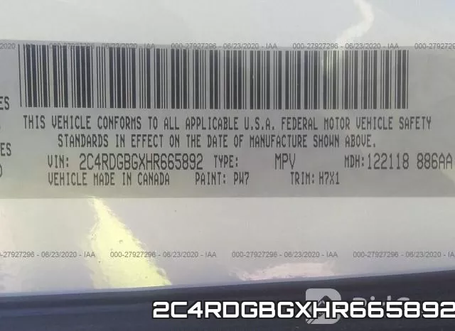 2C4RDGBGXHR665892 фото 10