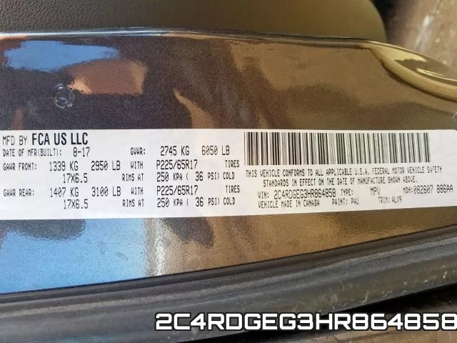 2C4RDGEG3HR864858 фото 2