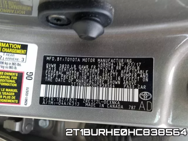 2T1BURHE0HC838564 фото 2